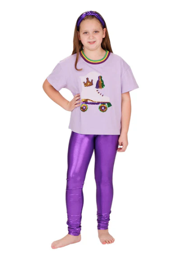 Sequin Roller Skate Boot Lavender Boxy T