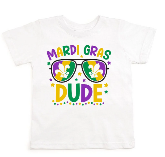 Mardi Gras Dude Short Sleeve T-Shirt - White