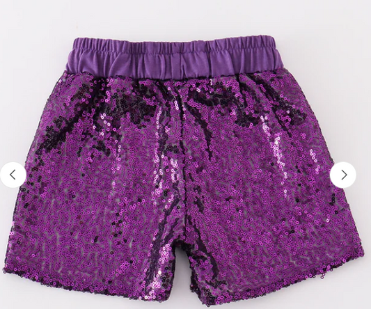 PURPLE SEQUIN MARDI GRAS SHORTS
