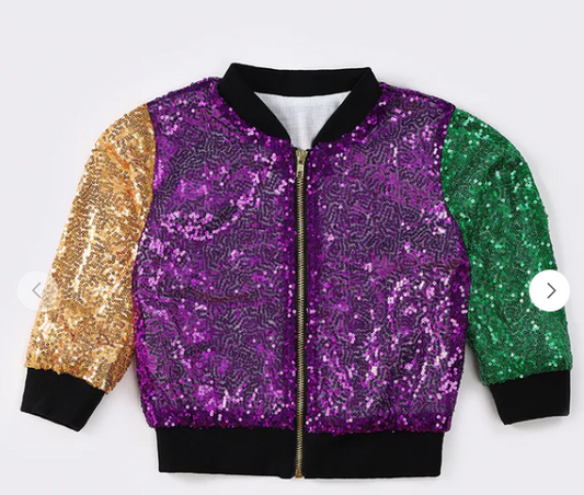 PURPLE SEQUIN MARDI GRAS GIRL JACKET