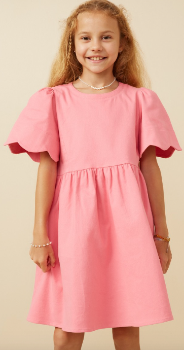 Girls Scallop Sleeve A-Line Dress