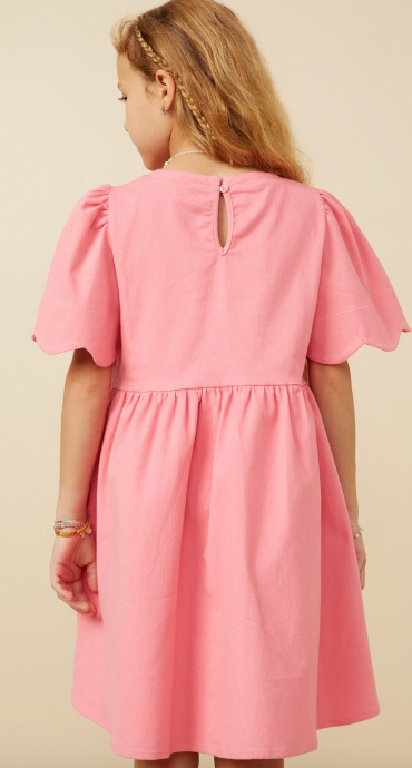 Girls Scallop Sleeve A-Line Dress