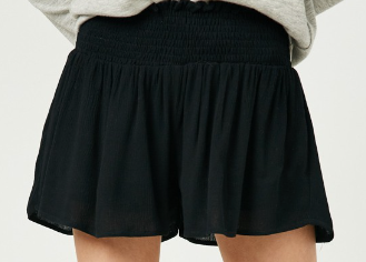 Girls Smocked Waist Soft Short in Black