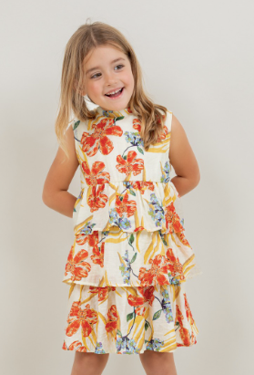 Floral Print Ruffled Tiered Dress