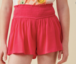 Girls Smocked Waist Soft Short in Fuchsia