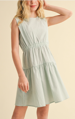 Tween Girls Kids 2 Tier Knee Length Dress