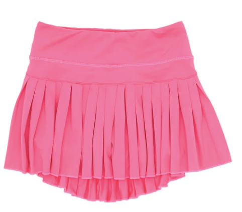 Mini Pleated Skort in Solid Neon Pink