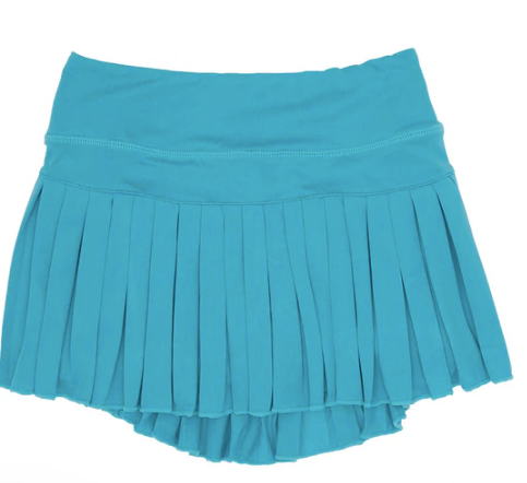 Mini Pleated Skort in Solid Turquoise