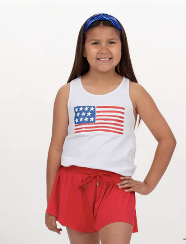 American Classic on White Racer Back Tank