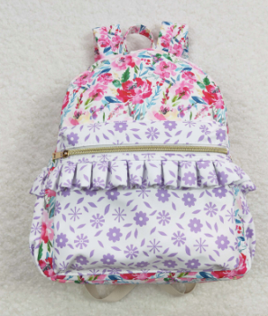 Pink Floral Ruffle Girls Backpack