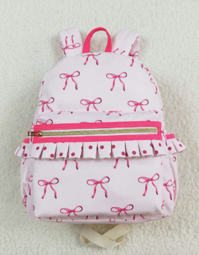 Pink Bow Ruffle Girls Backpack