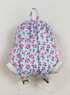 Pink Plaid Ruffle Floral Girls Backpack