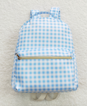 Light Blue Plaid Boy Backpack