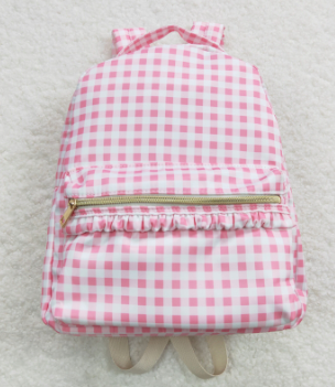 Pink Plaid Ruffle Girls Backpack