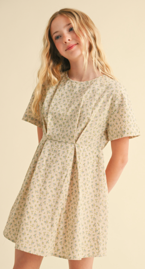 Round Neck Drop Shoulder S/s Mini Drs W/ Back