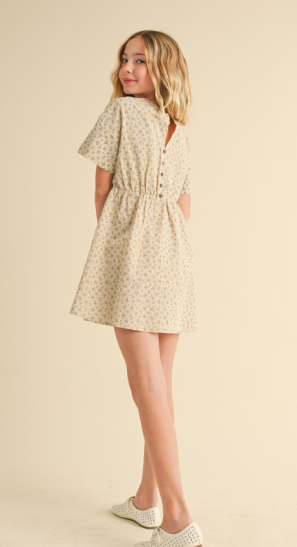 Round Neck Drop Shoulder S/s Mini Drs W/ Back