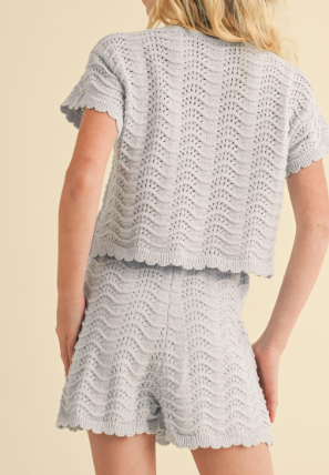 Crochet S/s Bottom in Lt Blue Skort