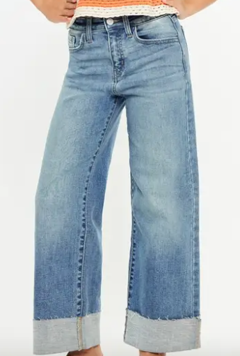 High Rise Crop Wide Leg Jeans