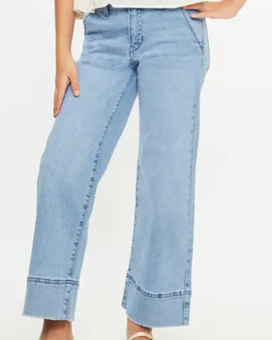 Youth high rise cropped wide leg jeans Medium wash