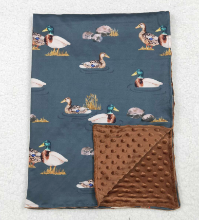 Brown Polka Dots Minky Duck Baby Blankets