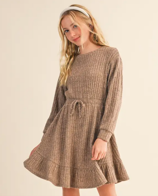 Tween Kids Girls Hacci Long Sleeve Dress