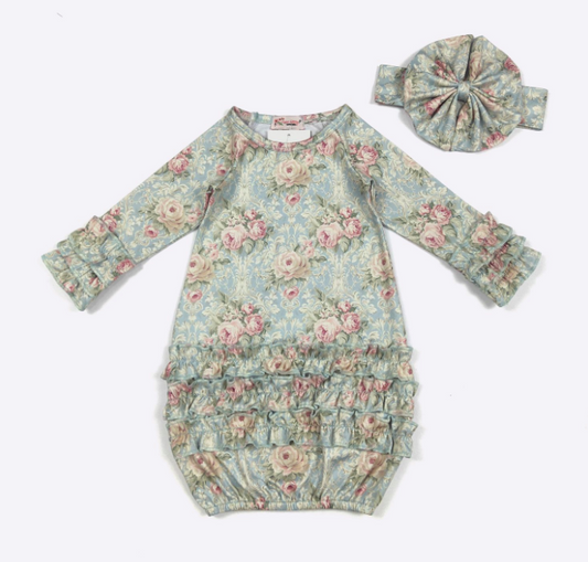 Aqua Antique Baby Gown