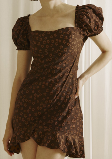 Monochromatic Daisy Bodycon Mini Dress