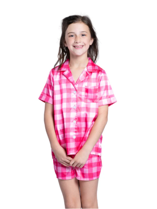 Preppy Girl Satin Pajama Short Set Jammies