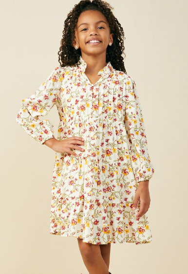Girls Floral Collared Dress