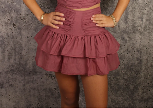 Gathered Ruffle Skort in Mauve