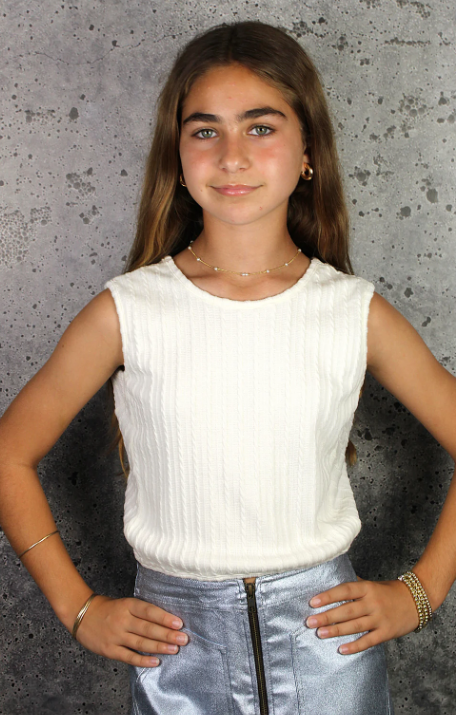 Knit Tie Back Top in White