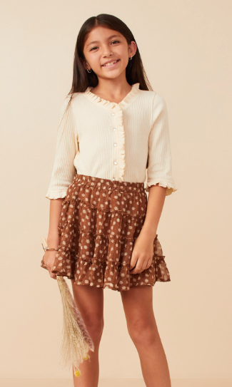 Girls Ditsy Floral Elastic Waist Skirt