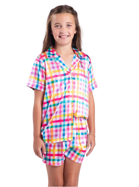 Kids Gingham Pajama Short Set