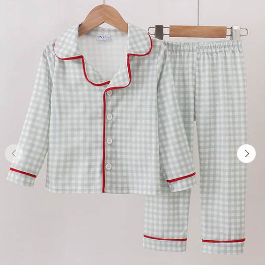 Sage Gingham Pajama Set