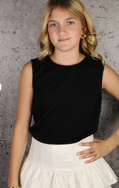 Knit Tie Back Top in Black