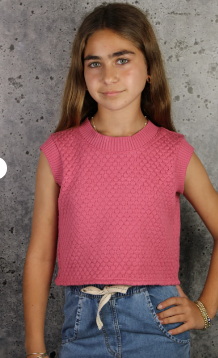 Pink Knit Tie Back Top