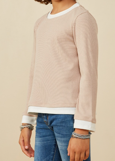 Girls Layered Look Ribbed Knit Top