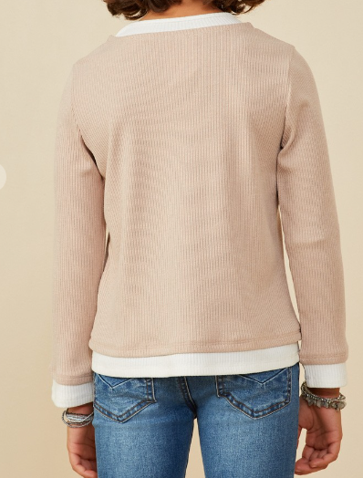 Girls Layered Look Ribbed Knit Top