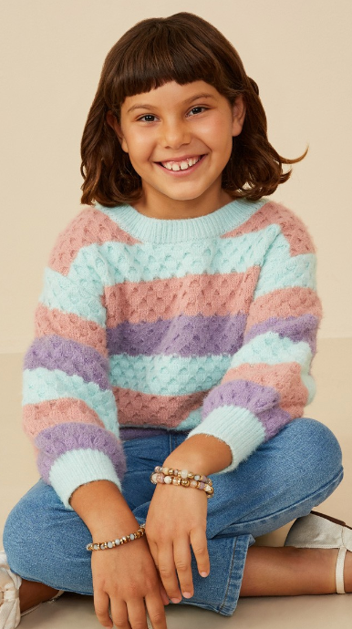 Girls Color Block Chunky Sweater