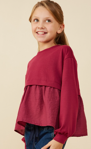 Girls Mix Media French Terry Knit Top