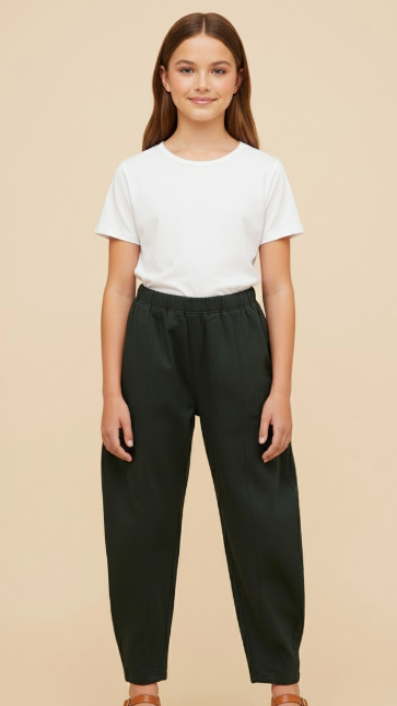 Girls Seam Detailed Stretchy Straight Leg Pants