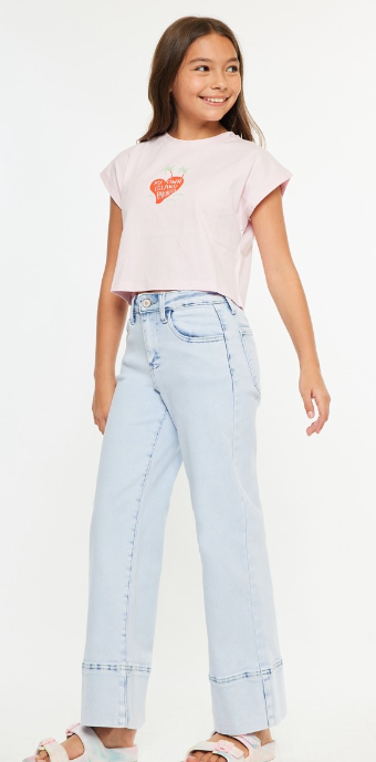 Youth high rise cropped wide leg jeans light light wash