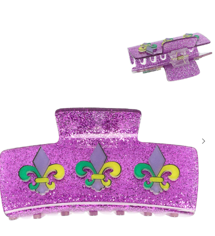 Mardi Gras Fleur De Lis Acrylic Hair Claw Clip