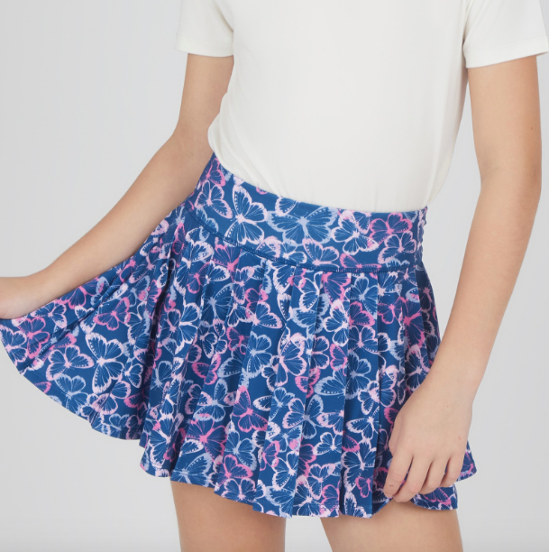 Girls  Buterfly Jersey Infinity Pleated Skort With Shorts