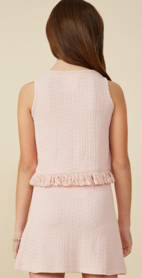 Girls Fringe Detail Textured Knit Tank