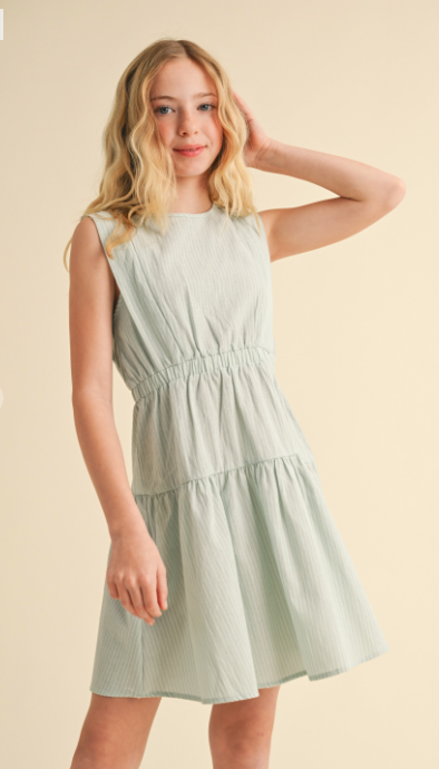 Tween Girls Kids 2 Tier Knee Length Dress