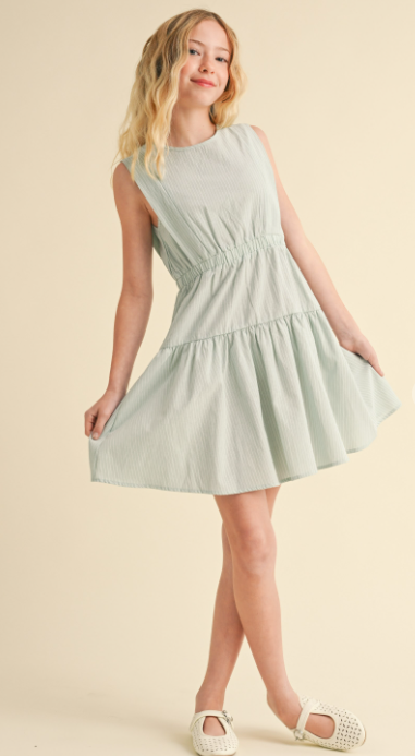 Tween Girls Kids 2 Tier Knee Length Dress