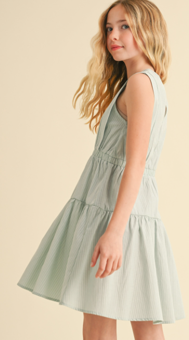 Tween Girls Kids 2 Tier Knee Length Dress