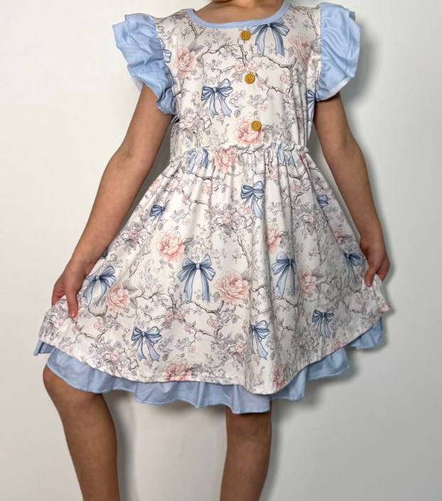 Blue Vintage Coquette Girls Dress