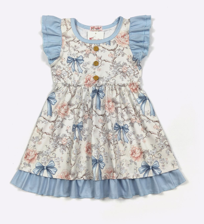 Blue Vintage Coquette Girls Dress